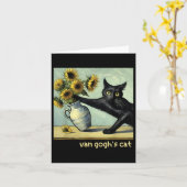 Carte Van Gogh Chat noir avec Sunflowers Funky Chat Pein (Fleur jaune)