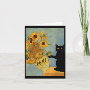 Carte Van Gogh Chat noir avec tournesol 8647 Res subtile