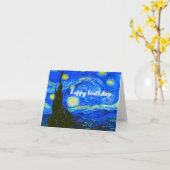 Carte VAN GOGH "La nuit étoilée" Anniversaire classique (Fleur jaune)