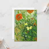 Carte Van Gogh - Papillons et pavots, (Devant/Arrière en situation)