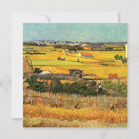 Carte Van Gogh - Récolte à La Crau, peinture paysage (Devant)