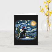 Carte Van Gogh Starry Chat de nuit Funny Chat noir Chris (Fleur jaune)