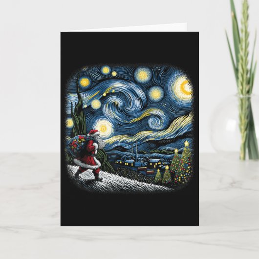Carte Van Gogh Starry Night Santa Christmas Winter Snowy (Devant)