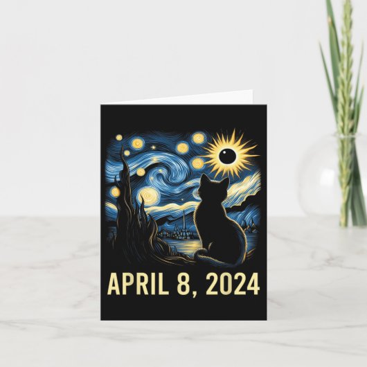 Carte Van Gogh Starry Nuit Chat Total Solaire Eclipse Ap (Devant)