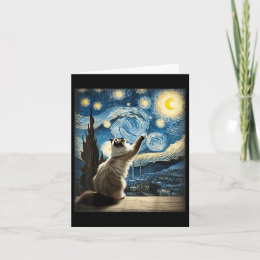 Carte Van Gogh Starry Style Nuit Art Ragdoll Chat (Devant)