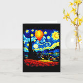 Carte Van Gogh Style Hot Air Balloon Starry Night (Fleur jaune)