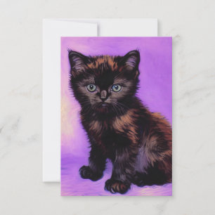 Carte Van Gogh Style Purple Cat Card