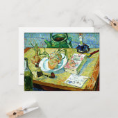 Carte Van Gogh - Vie morte avec une plaque d'oignons (Devant/Arrière en situation)
