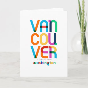 Carte Vancouver Washington Mid Century, Pop Art,