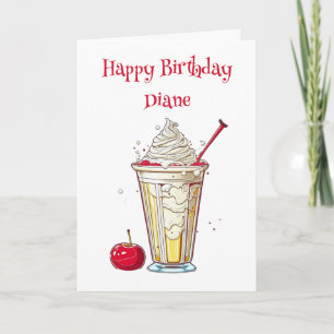 Carte Vanille personnalisée Milkshake Anniversaire pour 