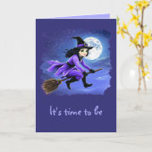 Carte Vapeur d'un balai - Wicca Halloween 1 (Fleur jaune)