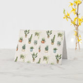 Carte variété de pots plante aquarelle anniversaire (Fleur jaune)