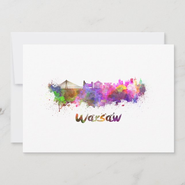 Carte Varsovie skyline in watercolor (Devant)