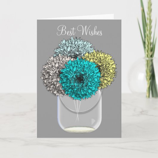 Carte Vase à pot de maçon de fleurs d'oeillet de Pom Pom (Devant)