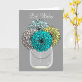 Carte Vase à pot de maçon de fleurs d'oeillet de Pom Pom (Fleur jaune)
