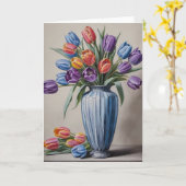 Carte Vase Art déco de tulipes (Fleur jaune)