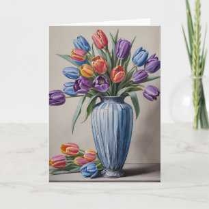 Carte Vase Art déco de tulipes