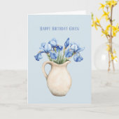 Carte Vase Crème Fleurs Iris Violets Anniversaire (Fleur jaune)