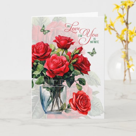 Carte Vase d'amour et de romance de roses rouges et papi (Fleur jaune)