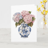 Carte Vase de chinoiserie Hydrangea à ruban vierge (Fleur jaune)