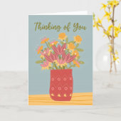 Carte Vase de Fleurs Pensées pour Vous (Fleur jaune)