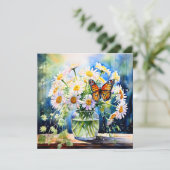 Carte Vase de marguerites joliment floral vide (Debout devant)