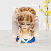 Carte Vase de tête de la fille de voile vase rose vaches (Fleur jaune)