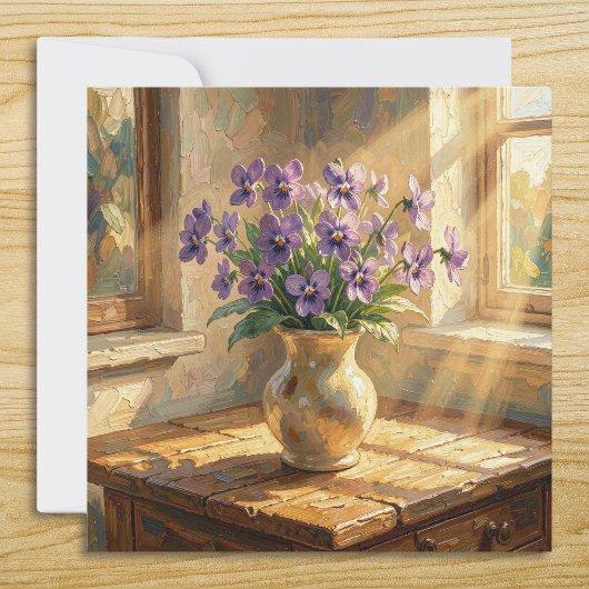 Carte Vase de violettes violettes Impasto