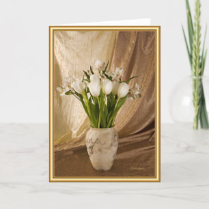Carte Vase en albâtre avec tulipes