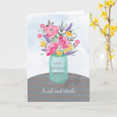 Carte Vase en pot Mason avec fleurs pour l'anniversaire (Fleur jaune)