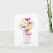 Carte Vase en pot Mason pour fleurs sauvages Papeterie p (Devant)