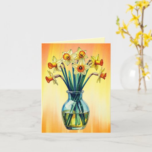Carte Vase Full of Beautiful Daffodils (Fleur jaune)