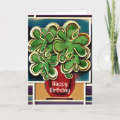Carte Vase moderne de Shamrocks|Clovers Joyeux anniversa (Devant)
