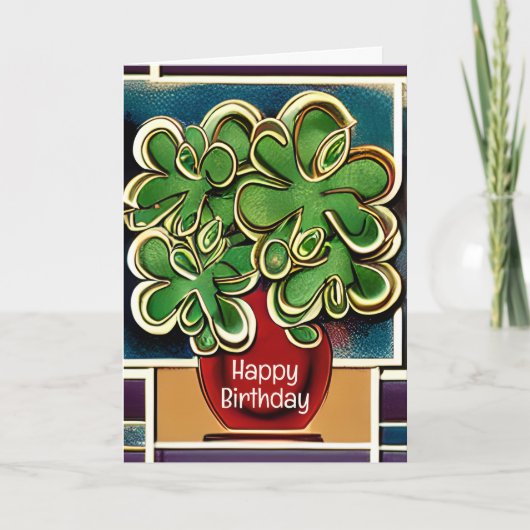 Carte Vase moderne de Shamrocks|Clovers Joyeux anniversa (Devant)