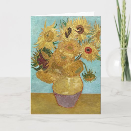 Carte Vase with Twelve Sunflowers by Vincent van Gogh (Devant)
