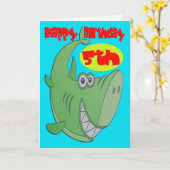 Carte Ve anniversaire du requin vert (Fleur jaune)