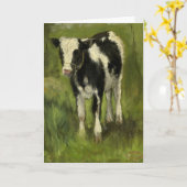 Carte Veau, noir et blanc tacheté | Geo Poggenbeek (Fleur jaune)