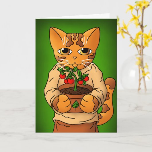 Carte Vegan Gardener Chat (Fleur jaune)