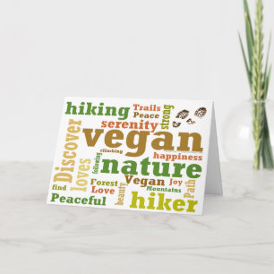 Carte Vegan Hiker Randonnée Mot Cloud