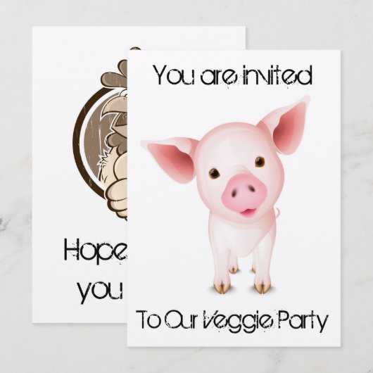 Carte végétarienne d'invitation (Devant / Derrière)