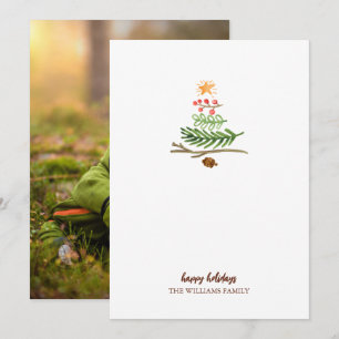 Carte Végétation d'hiver Aquarelle photo Arbre de Noël