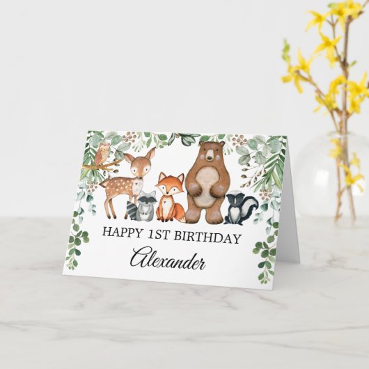 Carte Végétation Forêt Boisée Animaux Joyeux Anniversair (Fleur jaune)