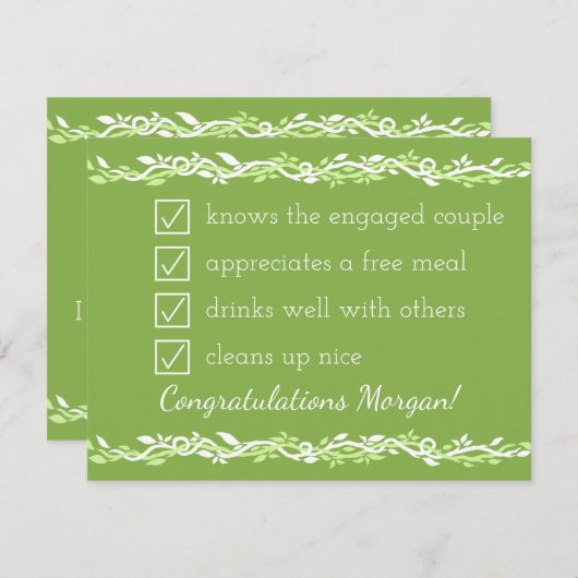 Carte Végétation Rustique | Mariage Vigne Sois Mon Garço (Devant / Derrière)