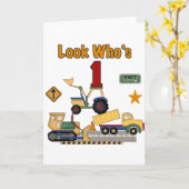 Carte Véhicules de construction 1er chemises d'anniversa (Fleur jaune)