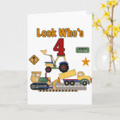 Carte Véhicules de construction 4e chemises d'anniversai (Fleur jaune)