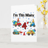 Carte Véhicules de construction T-shirts 4e anniversaire (Fleur jaune)