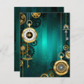 Carte Veille bijoux Steampunk sur un Arrière - plan vert (Devant / Derrière)