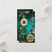 Carte Veille bijoux Steampunk sur un Arrière - plan vert (Devant/Arrière en situation)