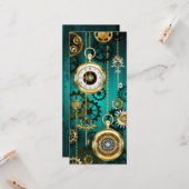 Carte Veille bijoux Steampunk sur un Arrière - plan vert (Devant/Arrière en situation)