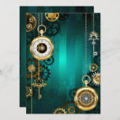 Carte Veille bijoux Steampunk sur un Arrière - plan vert (Devant / Derrière)